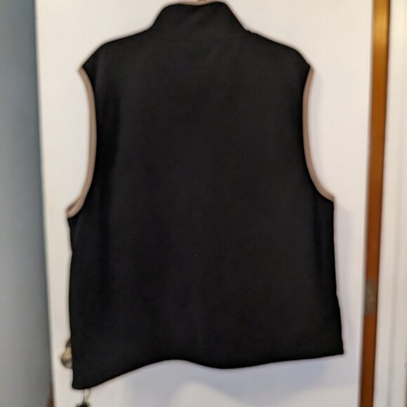 Roundy Ridge Clothing Men’s Large Fleece Zipper Vest Black With Tan Trim - Picture 5 of 7